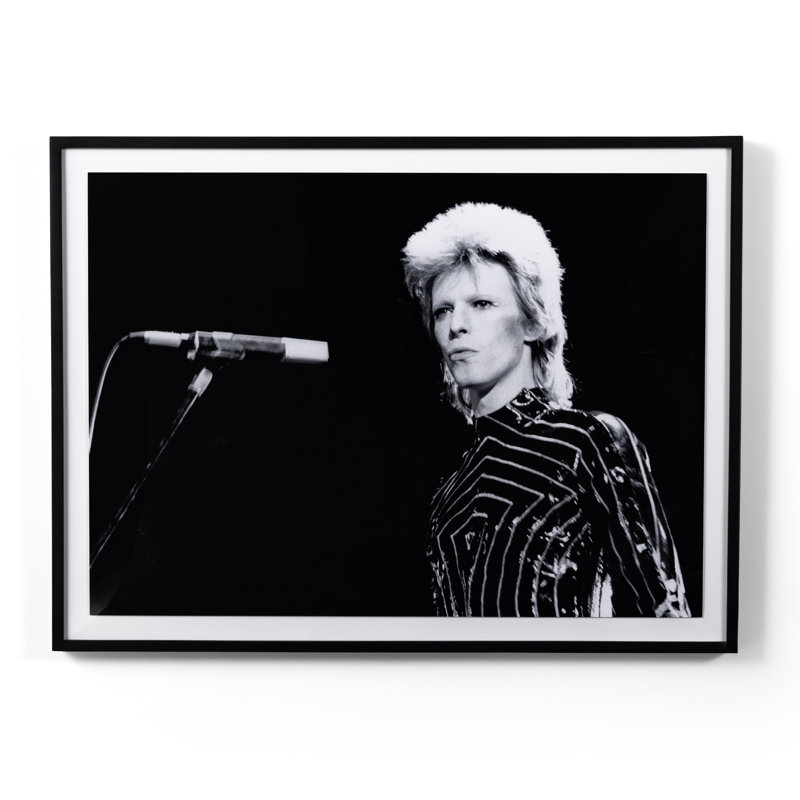 Black and White Celebrity Photographic Print with Black Wood Frame
