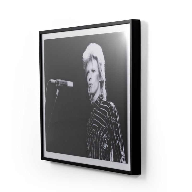 Black and White Celebrity Photographic Print with Black Wood Frame