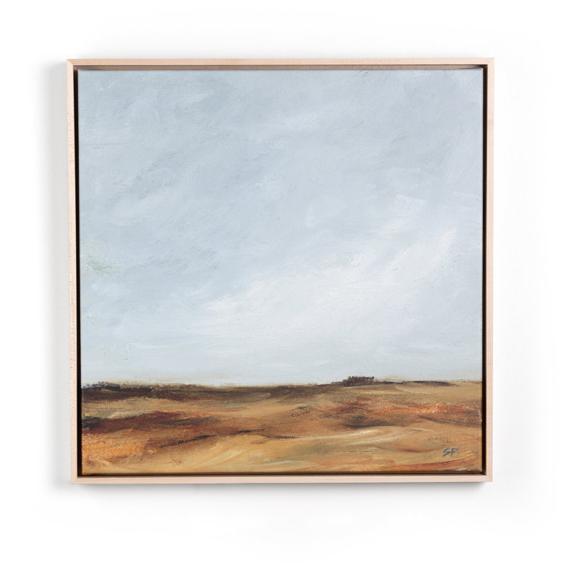 Shaina Page Wheat Field Textured Canvas Painting with Maple Frame