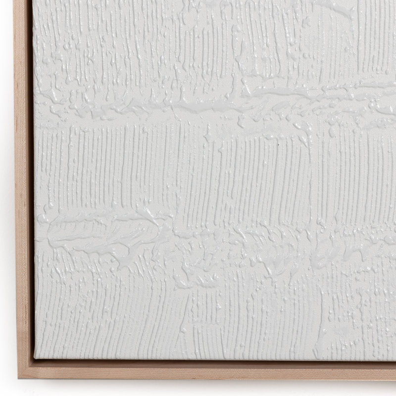 White Abstract Oil Painting on Canvas with Gold Frame