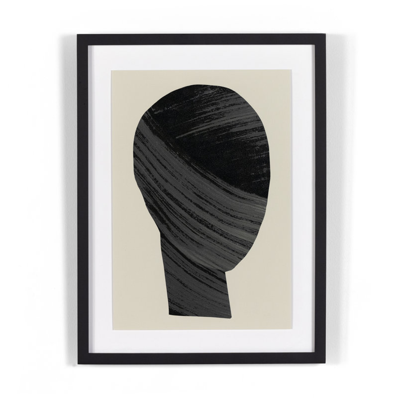 Black Framed Abstract Portrait Canvas Art with Maple Wood
