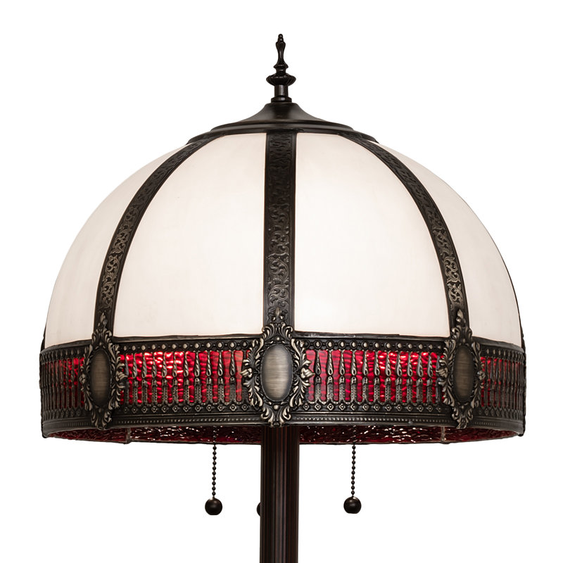 Gothic Charm 62'' Mahogany Bronze Floor Lamp with Ruby White Glass