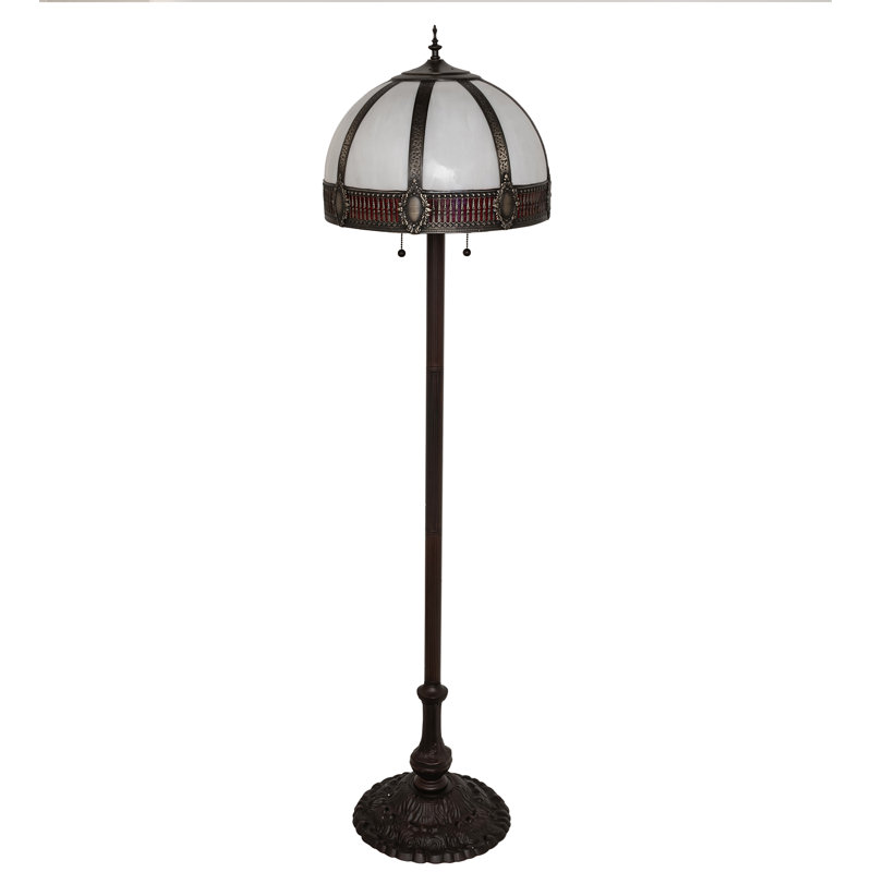 Gothic Charm 62'' Mahogany Bronze Floor Lamp with Ruby White Glass