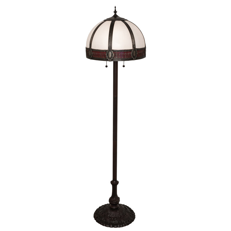 Gothic Charm 62'' Mahogany Bronze Floor Lamp with Ruby White Glass