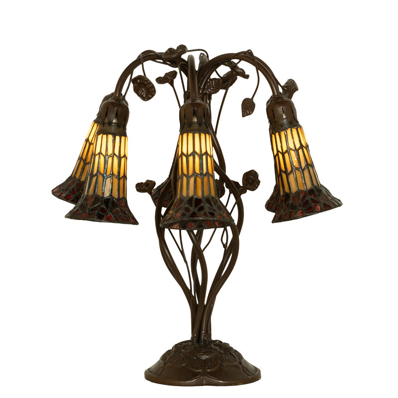 Mahogany Bronze 19" Stained Glass 6-Light Table Lamp