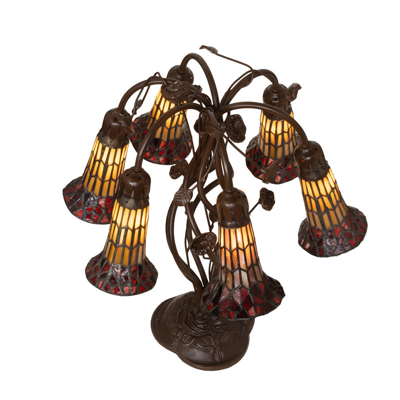 Mahogany Bronze 19" Stained Glass 6-Light Table Lamp