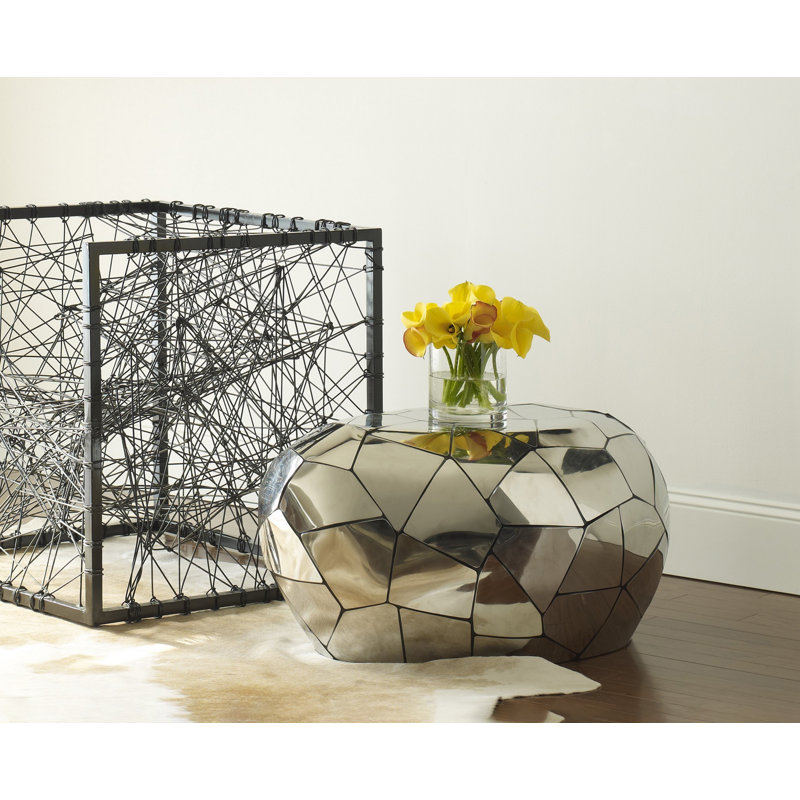 Lively Reflections Silver Stainless Steel Crazy Cut End Table