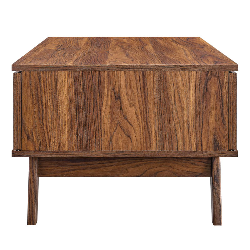 Walnut Rectangular Wood Coffee Table with Storage