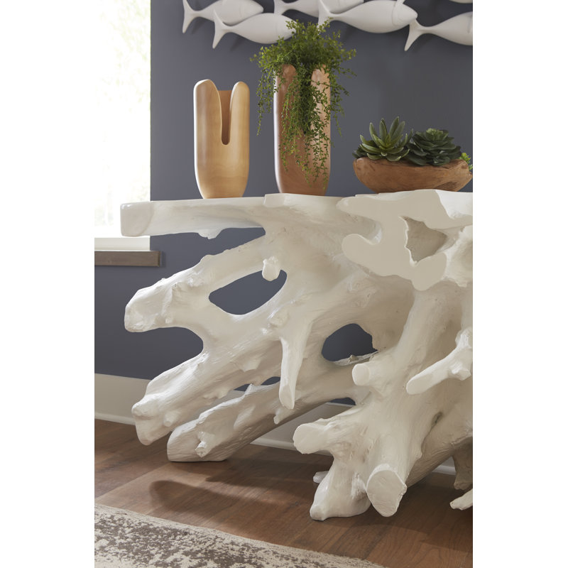 White Sculptural Root Console Table