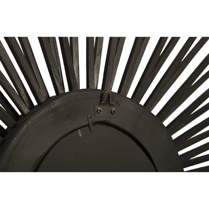 Asymmetrical Black Wood Wall-Mounted Accent Mirror