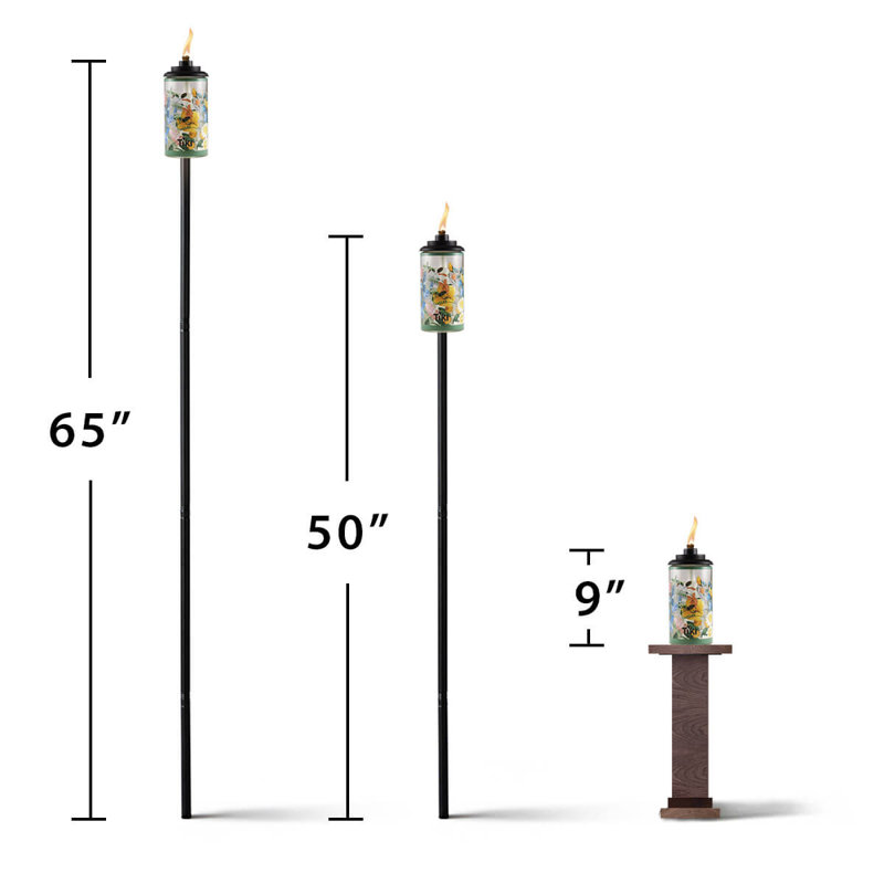 TIKI Brand TIKI® Brand Easy Install 65 Inch TIKI Torch Wild Flower Glass (Set of 2)