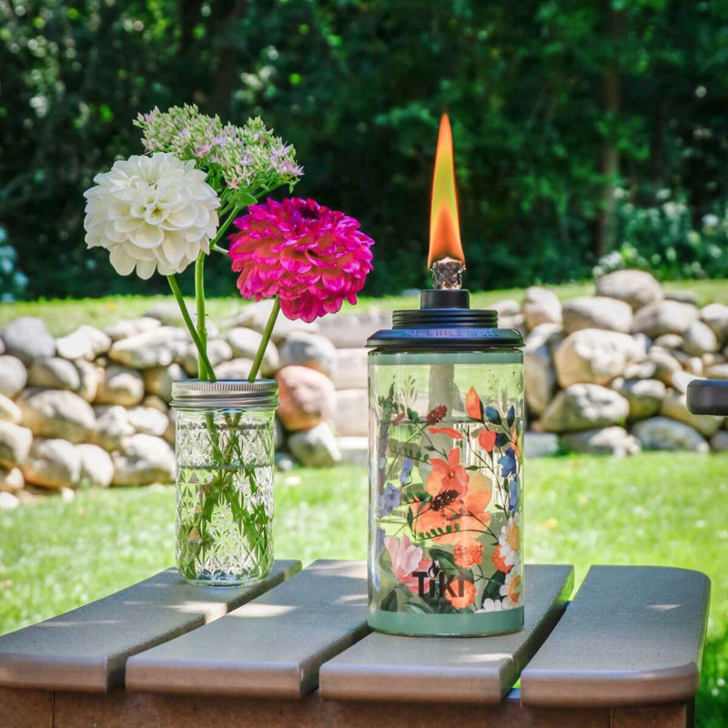 TIKI Brand TIKI® Brand Easy Install 65 Inch TIKI Torch Wild Flower Glass (Set of 2)