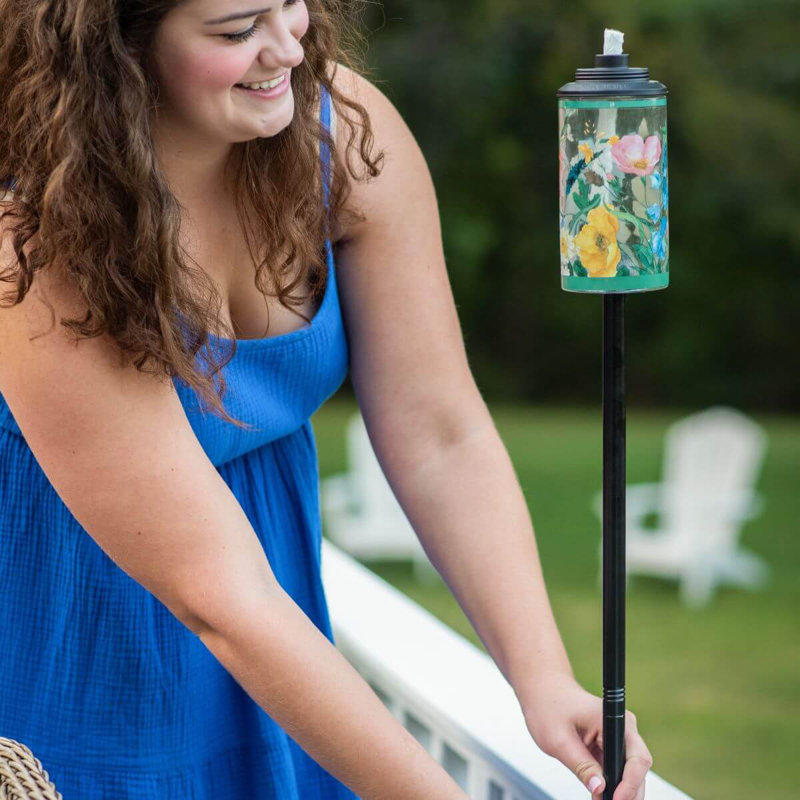 TIKI Brand TIKI® Brand Easy Install 65 Inch TIKI Torch Wild Flower Glass (Set of 2)