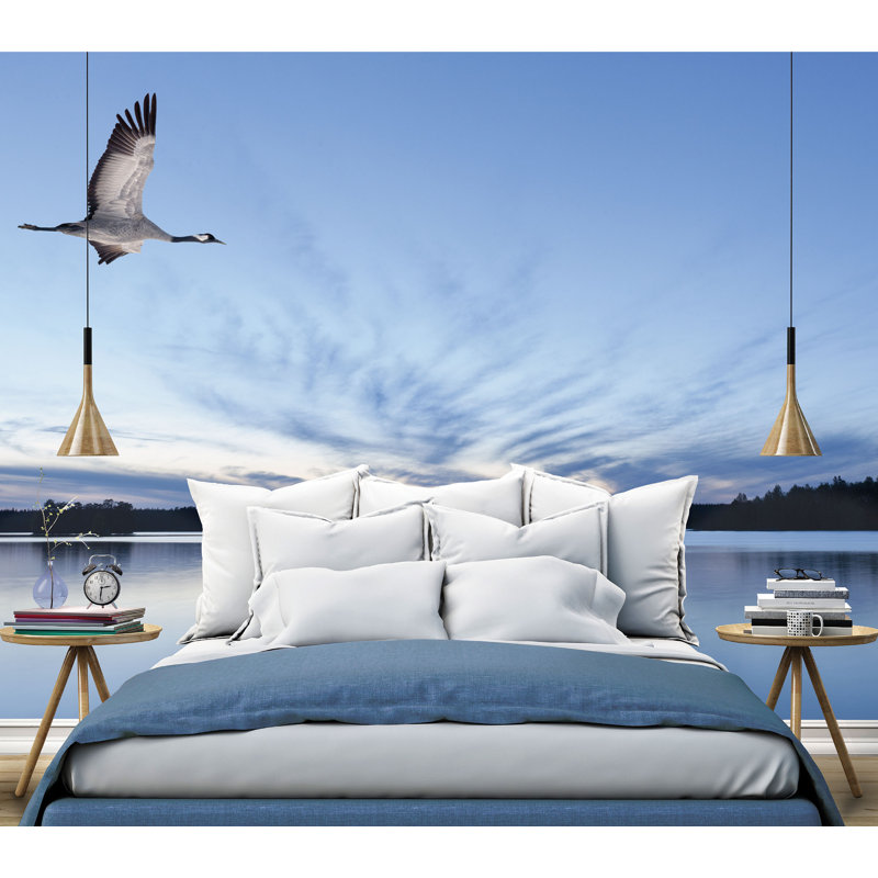 Global Fusion Blue Bamboo Feather Wall Mural