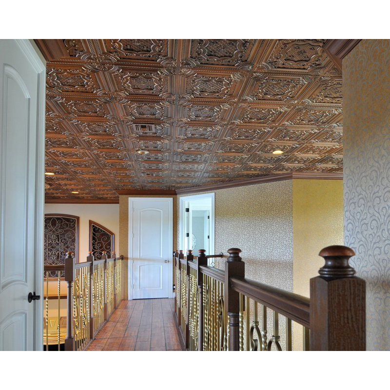 Elizabethan Shield Aged Copper PVC 2' x 2' Ceiling Tile Set