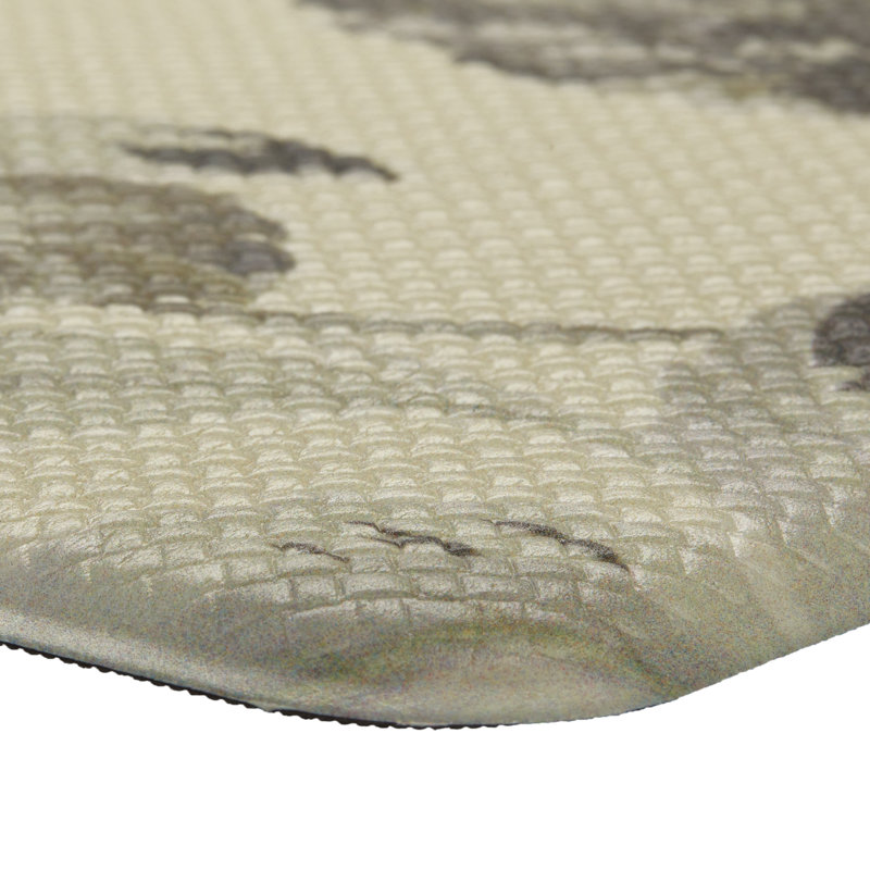 Gray Floral Anti-Fatigue Kitchen Mat, 17.5" x 60"