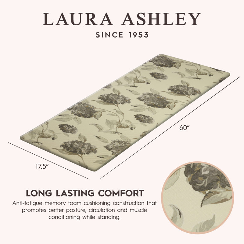 Gray Floral Anti-Fatigue Kitchen Mat, 17.5" x 60"
