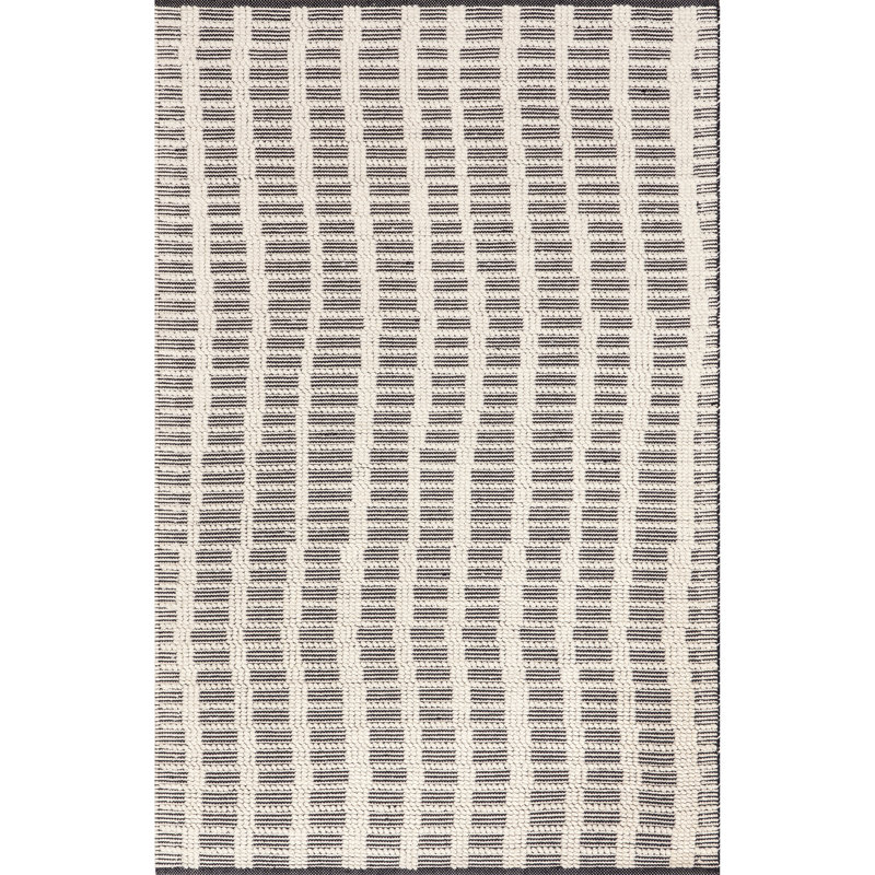 Parker Check Handmade Ivory Wool 5' x 8' Area Rug