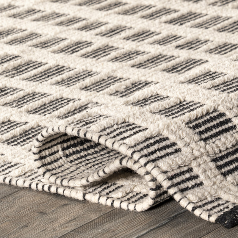 Parker Check Handmade Ivory Wool 5' x 8' Area Rug