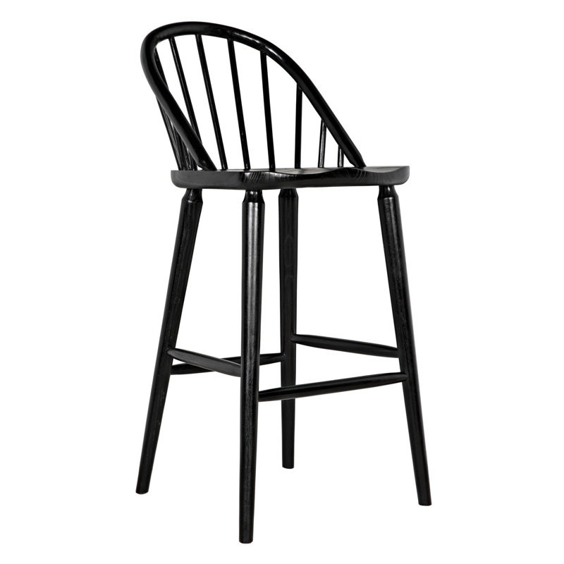 Noir Gloster Charcoal Black Solid Wood 30'' Counter Stool