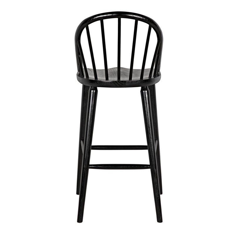 Noir Gloster Charcoal Black Solid Wood 30'' Counter Stool