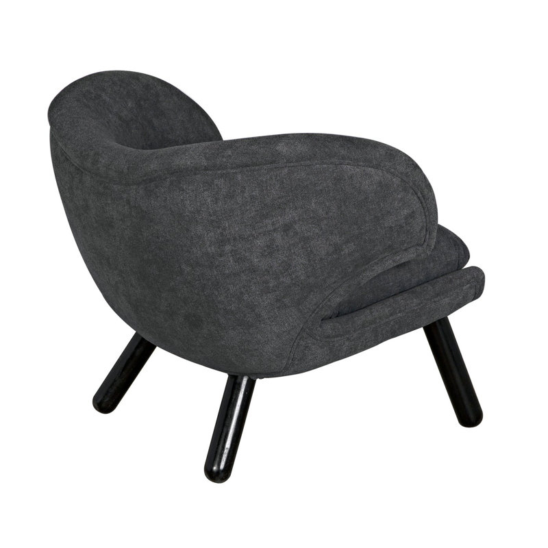 Valerie Ocean Grey and Charcoal Black Handcrafted Barrel Chair