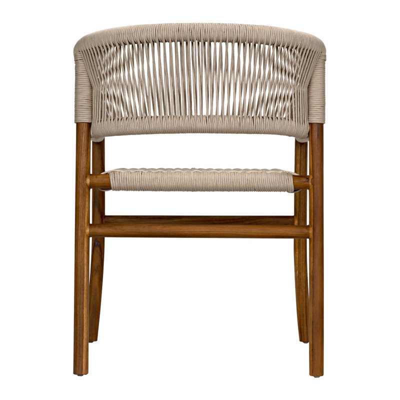Conrad Handcrafted Teak Wood and Rope Armchair in Brown