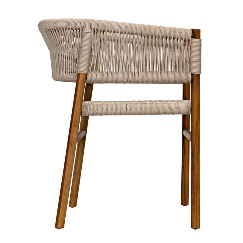 Conrad Handcrafted Teak Wood and Rope Armchair in Brown
