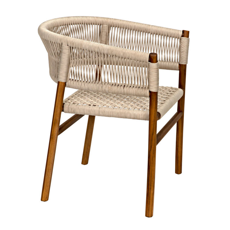 Conrad Handcrafted Teak Wood and Rope Armchair in Brown