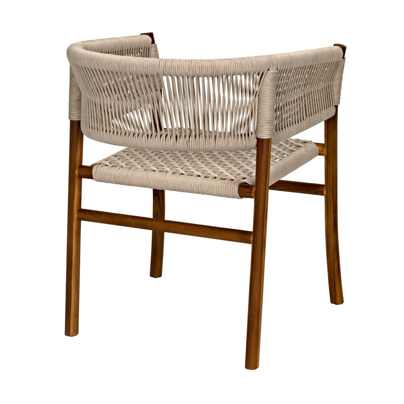 Conrad Handcrafted Teak Wood and Rope Armchair in Brown