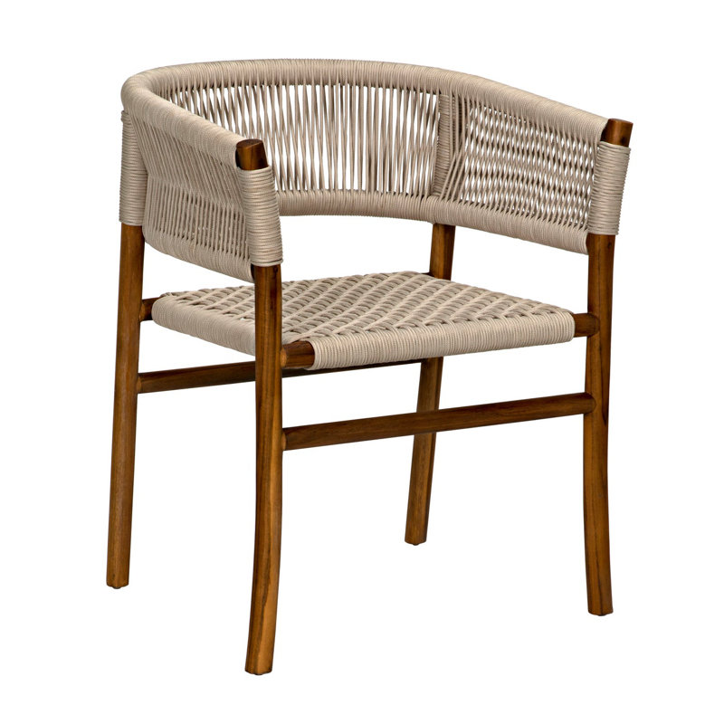 Conrad Handcrafted Teak Wood and Rope Armchair in Brown