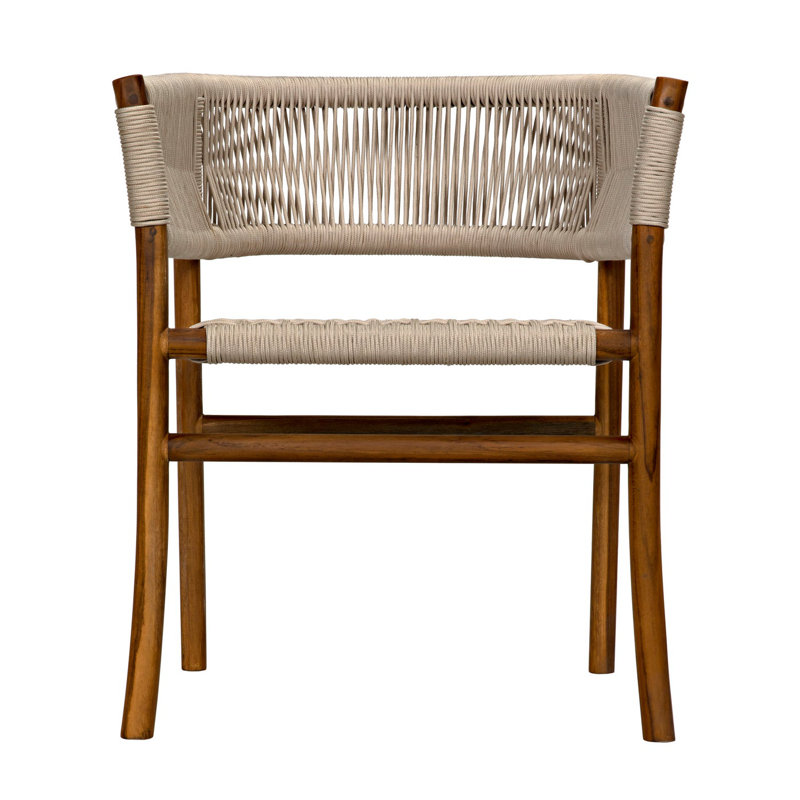Conrad Handcrafted Teak Wood and Rope Armchair in Brown