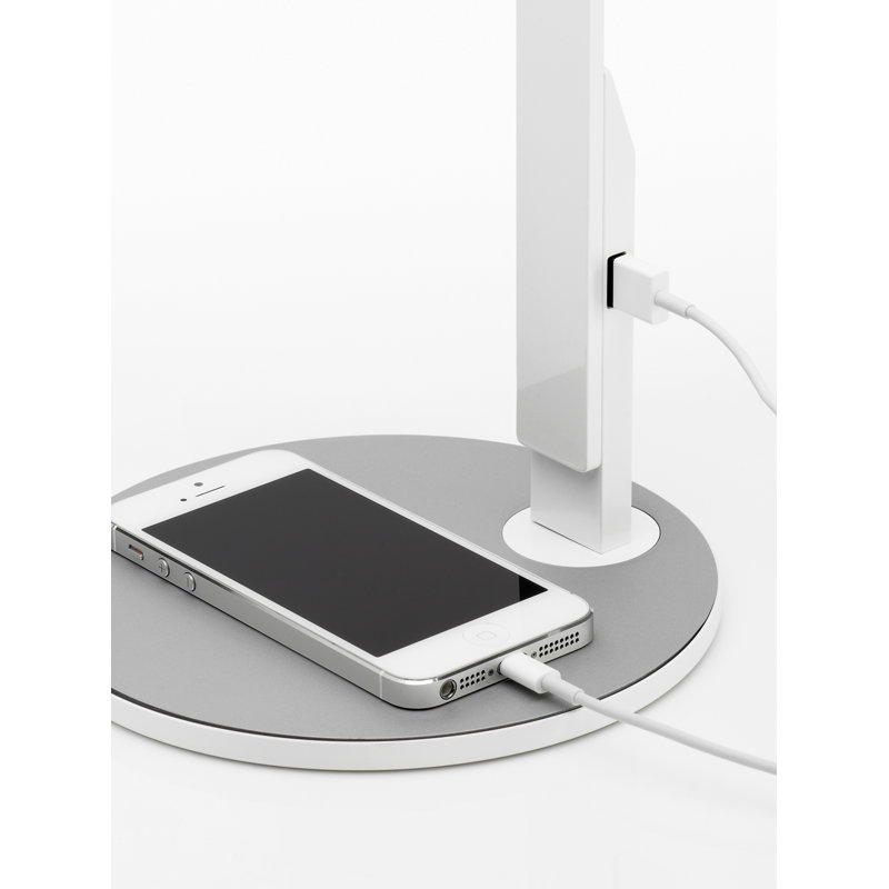 Slim Silver and Aluminum LED Desk Lamp with USB Charging