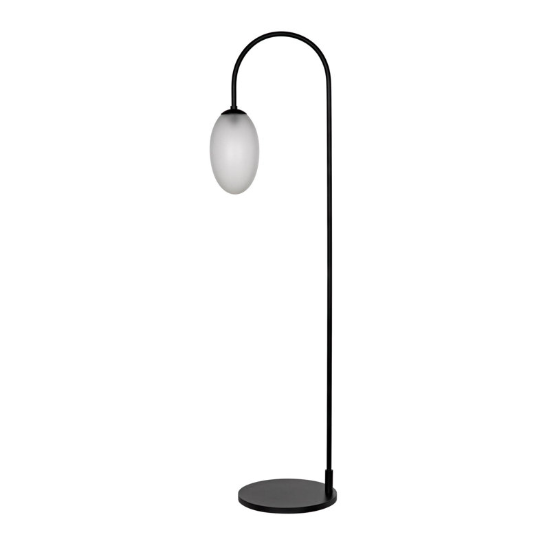 Matte Black and Milk Glass 74'' Floor Lamp