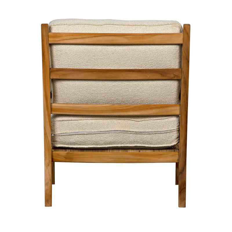 Allister Off-White Teak Handcrafted Upholstered Armchair