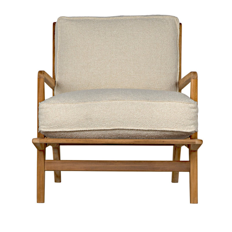 Allister Off-White Teak Handcrafted Upholstered Armchair