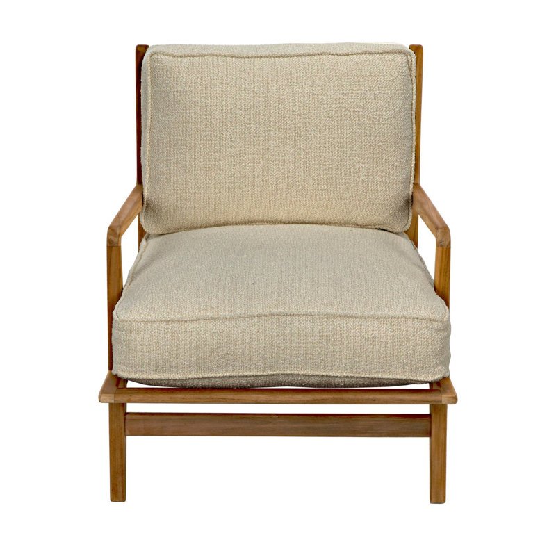 Allister Off-White Teak Handcrafted Upholstered Armchair