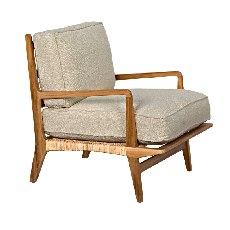 Allister Off-White Teak Handcrafted Upholstered Armchair