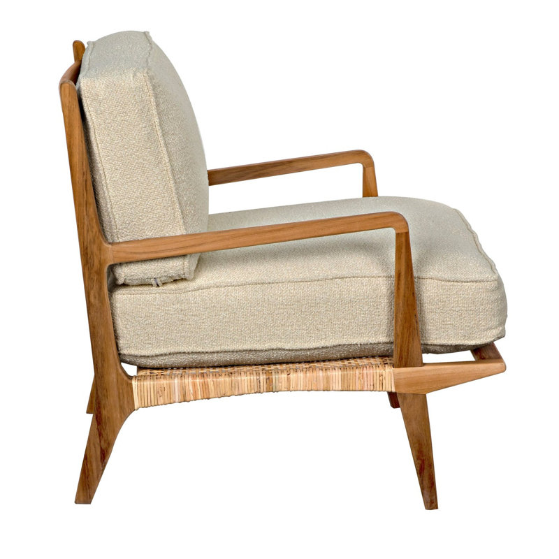 Allister Off-White Teak Handcrafted Upholstered Armchair
