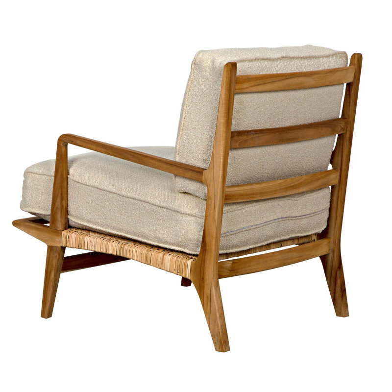 Allister Off-White Teak Handcrafted Upholstered Armchair