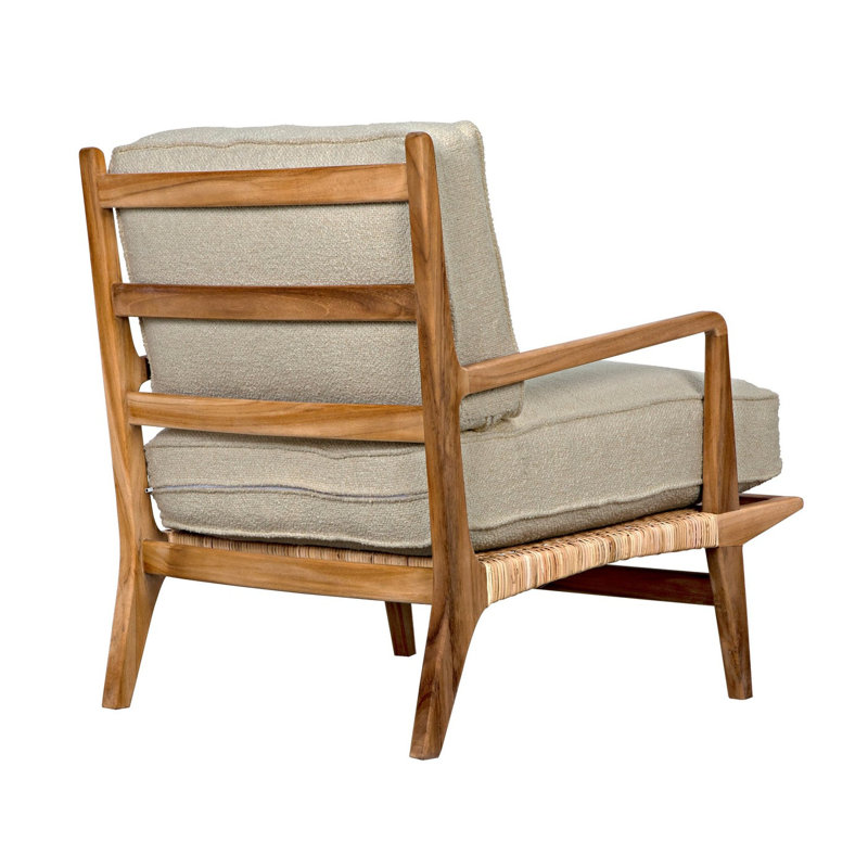 Allister Off-White Teak Handcrafted Upholstered Armchair