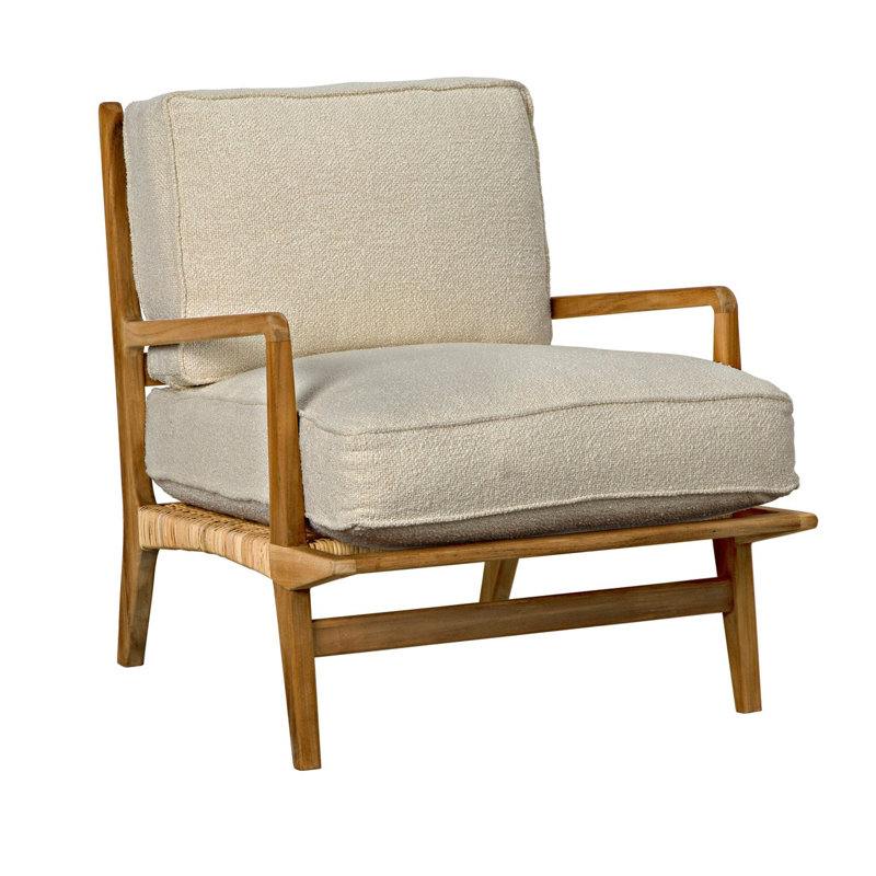 Allister Off-White Teak Handcrafted Upholstered Armchair