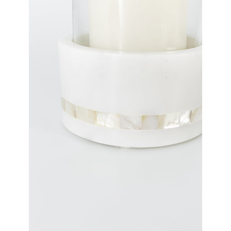 Iridescent White and Gold 4'' Glass Tabletop Hurricane