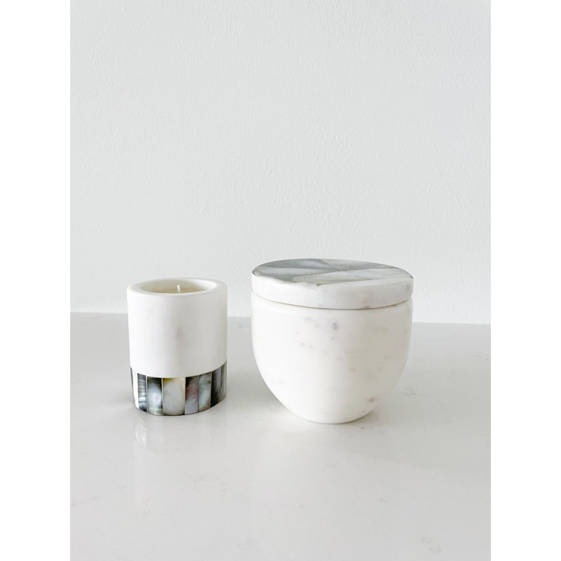 Gray Mother of Pearl Soy Wax Lavender Candle