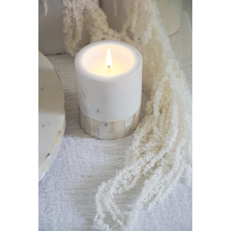 White Mother of Pearl Soy Marble Candle