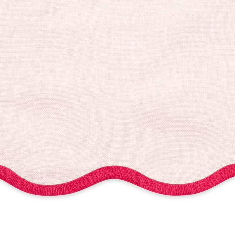 Pink and Azalea Scallop Edge Linen Circle Placemat