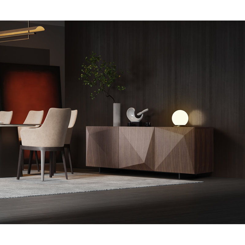 Geneva 65'' Walnut Veneer Buffet with Black Metal Legs