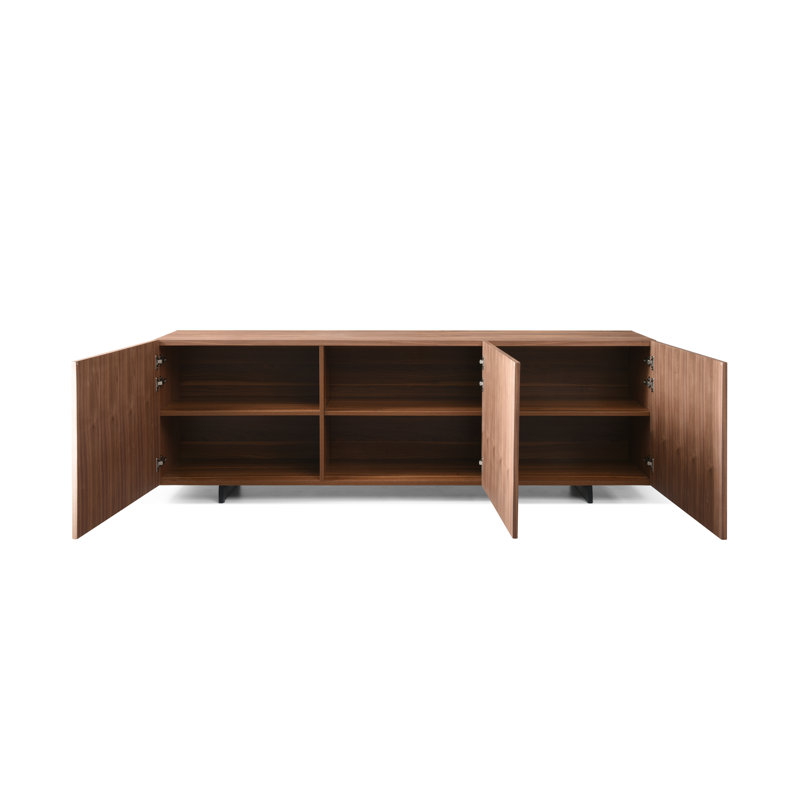 Geneva 65'' Walnut Veneer Buffet with Black Metal Legs
