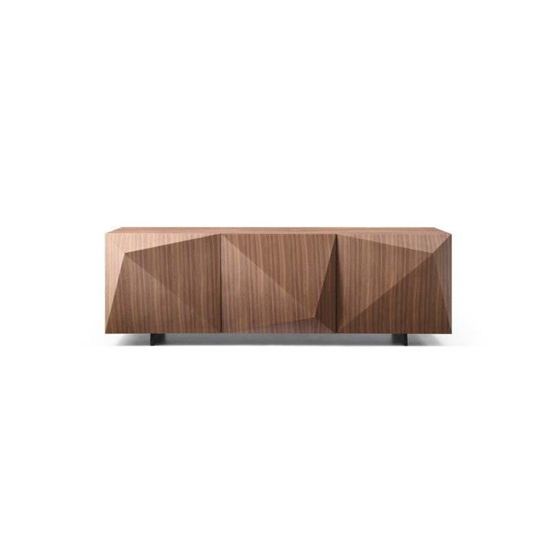 Geneva 65'' Walnut Veneer Buffet with Black Metal Legs