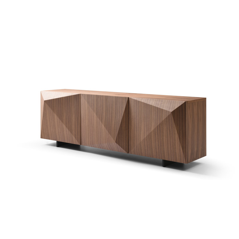 Geneva 65'' Walnut Veneer Buffet with Black Metal Legs